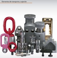 Elementos de transporte y sujeción; Bridas, soportes de usillo, soportes escalonados, tuercas hexagonales, tornillos de ajuste.  Lifting and Clamping Devices  FIBRO
